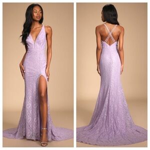 Lulu's Lavender Lace Maxi Dress